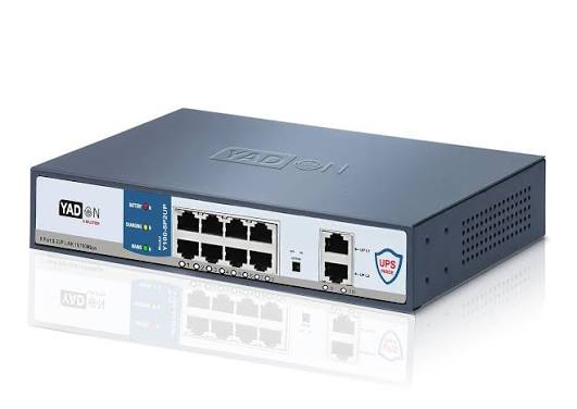 8 PORT POE & 2UP LINK SWITCH WITH UPS (Y100-8P2UP/B)